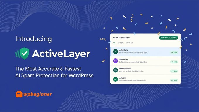 Introducing ActiveLayer: AI-Powered Spam Protection for WordPress 1 activelayer announcement WojHuF